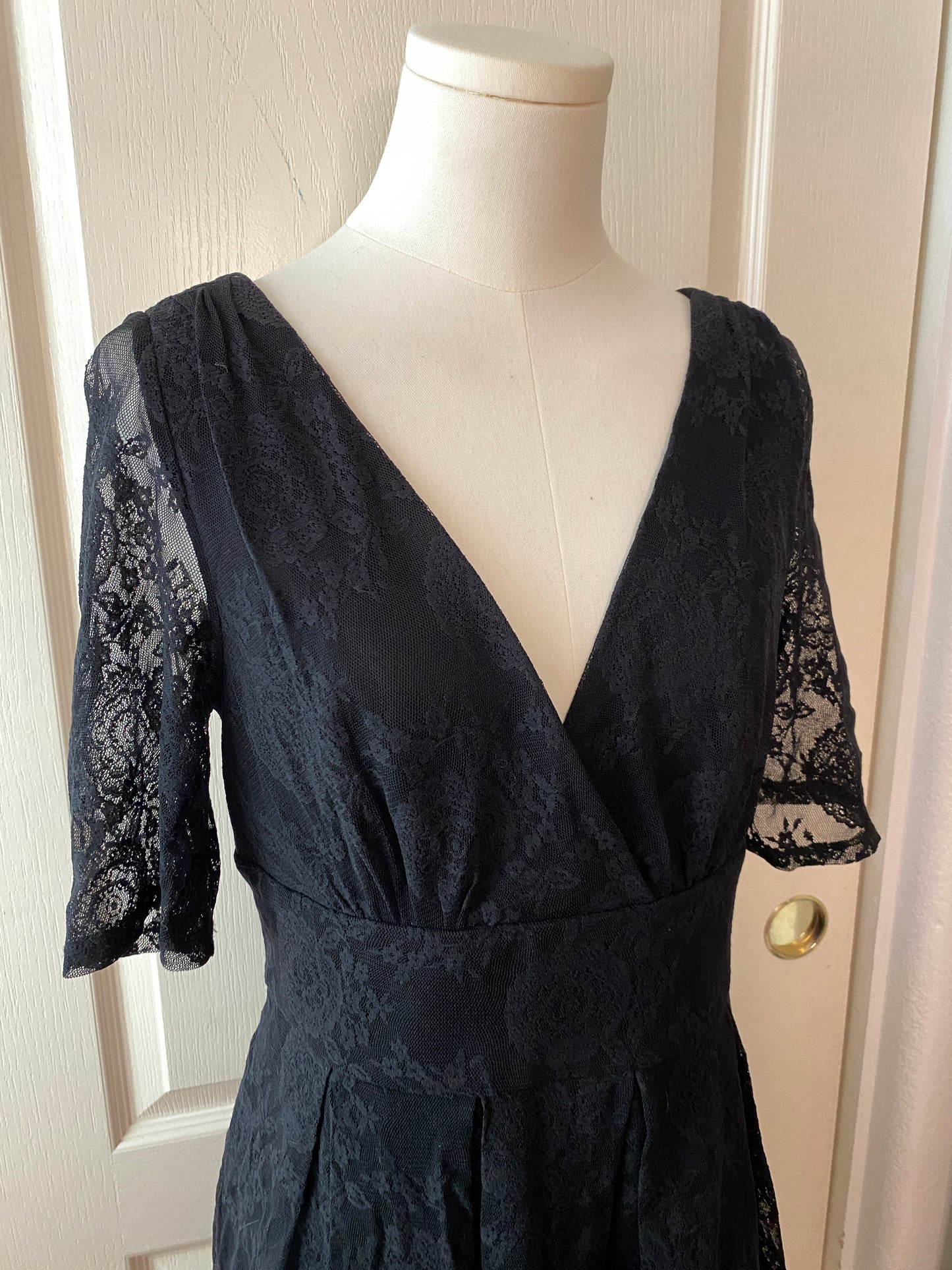 Betsey Johnson Black V Neck Wrap Lace Knee Length Dress (~$30 off retail)!