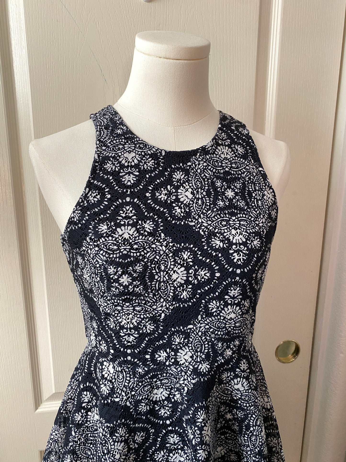 Aeropostale Black and White Pattern Sleeveless Flare Mini Dress