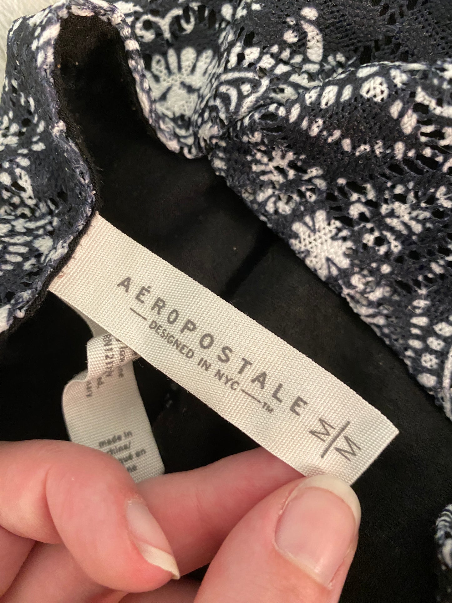 Aeropostale Black and White Pattern Sleeveless Flare Mini Dress