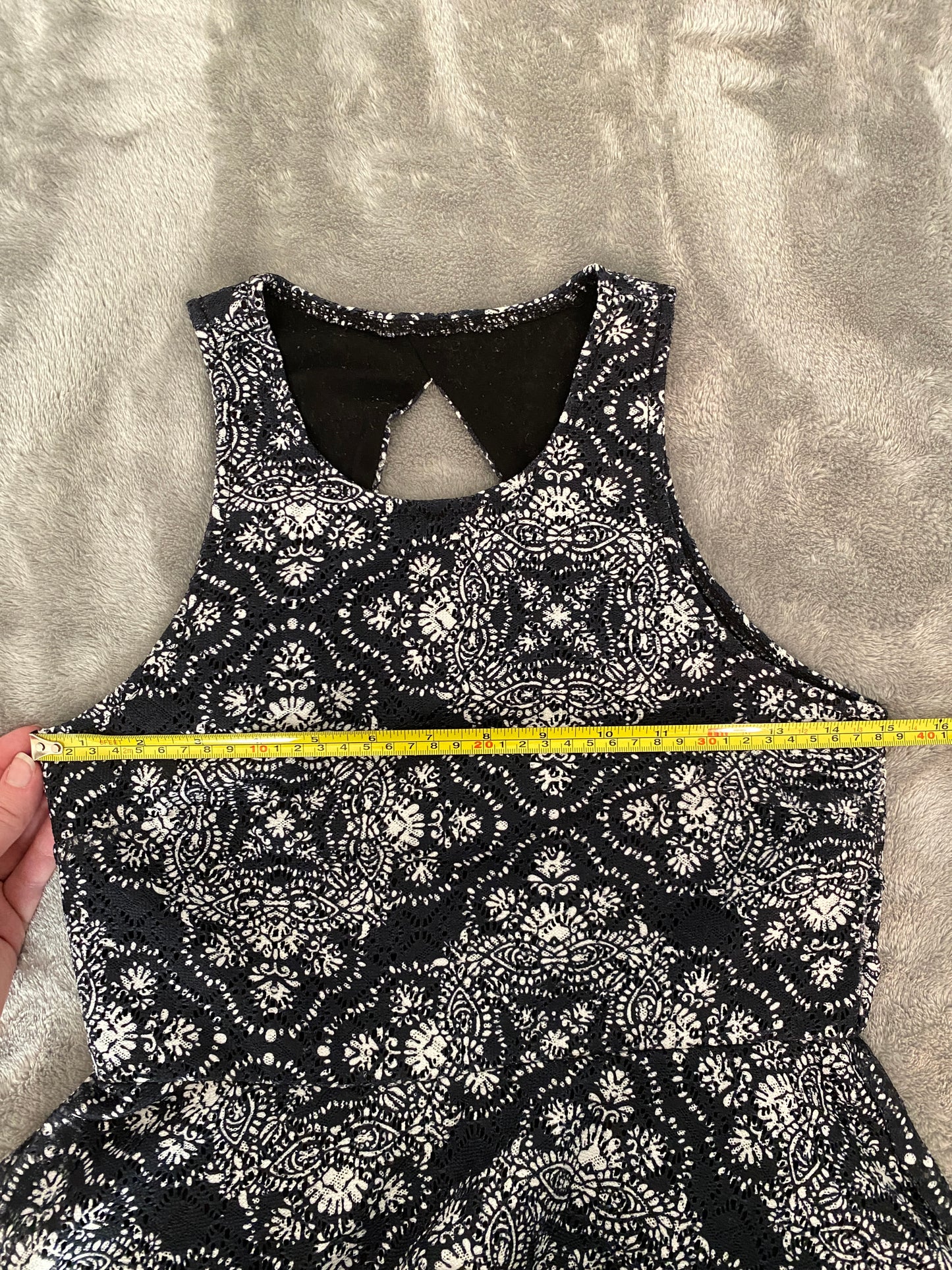 Aeropostale Black and White Pattern Sleeveless Flare Mini Dress