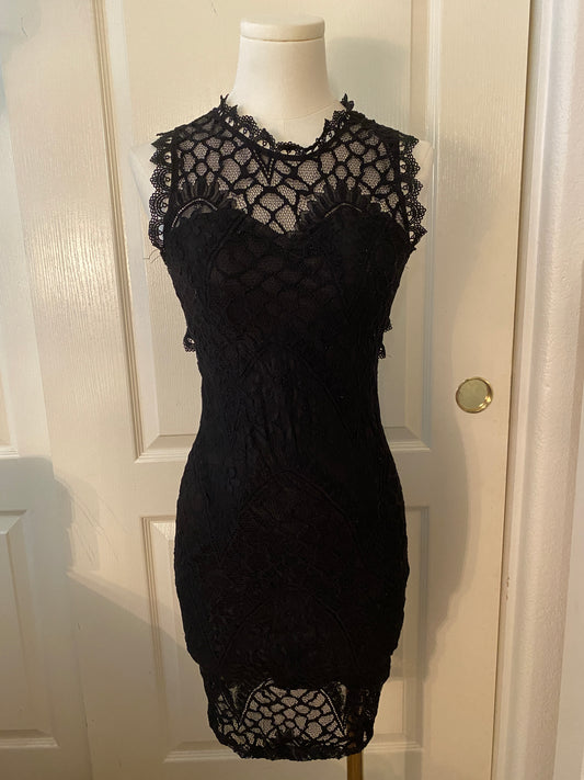 Sister Fashion Black Form Fitting Lace Gothic Formal Elegant Sleeveless Dress