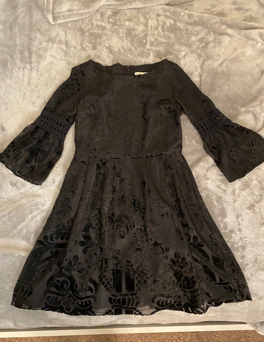 Eliza J Black Velvet Regal Flare Sleeve Gothic Mini Dress (~$100+ off retail)!