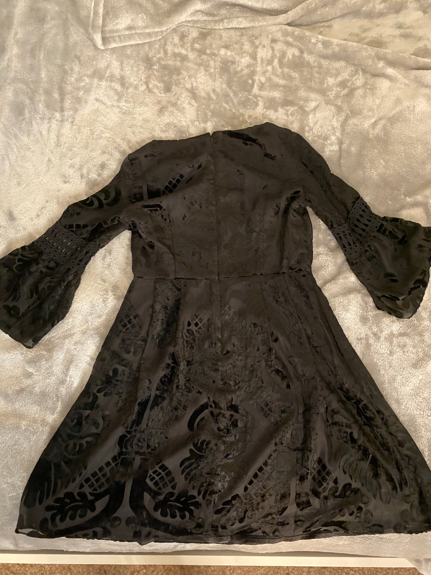 Eliza J Black Velvet Regal Flare Sleeve Gothic Mini Dress (~$100+ off retail)!