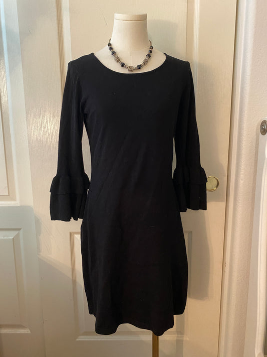 Danny and Nicole Black Flare Sleeve Knee Length Sweater Dress