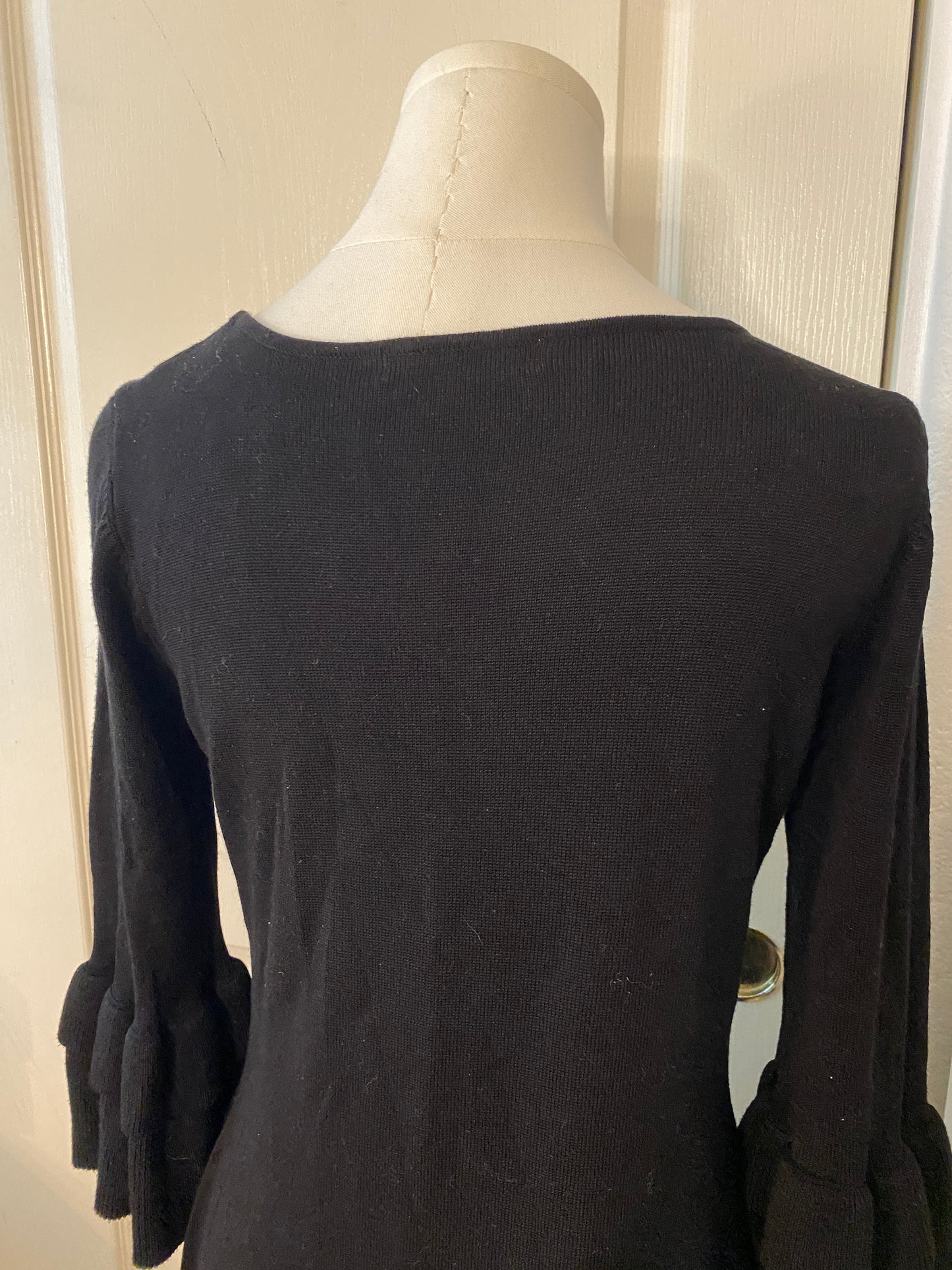 Danny and Nicole Black Flare Sleeve Knee Length Sweater Dress