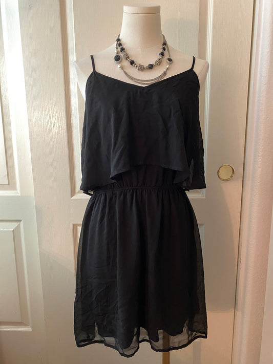 Express Black Spaghetti Strap Blouson Mini Summer Casual Dress
