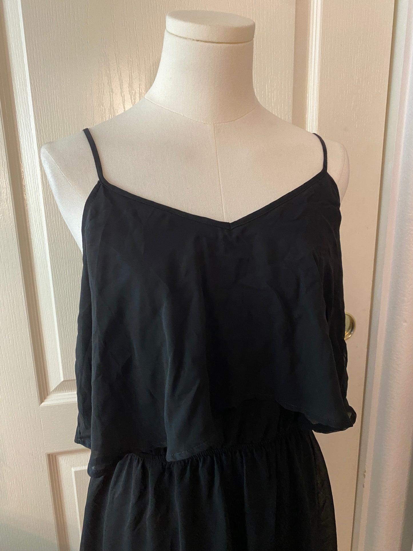 Express Black Spaghetti Strap Blouson Mini Summer Casual Dress