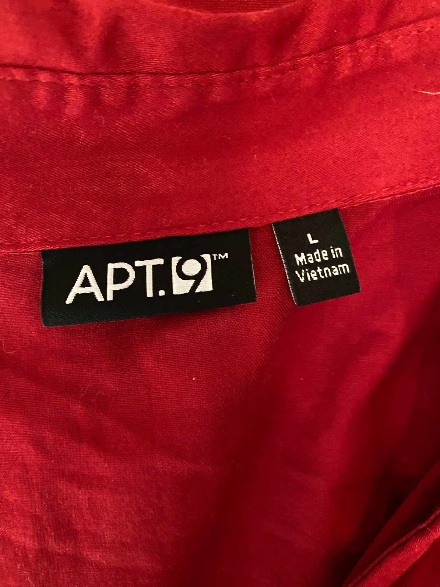 Apt 9 Red and Black Wrap Long Sleeve Belt V Neck Collared Top Blouse Tunic