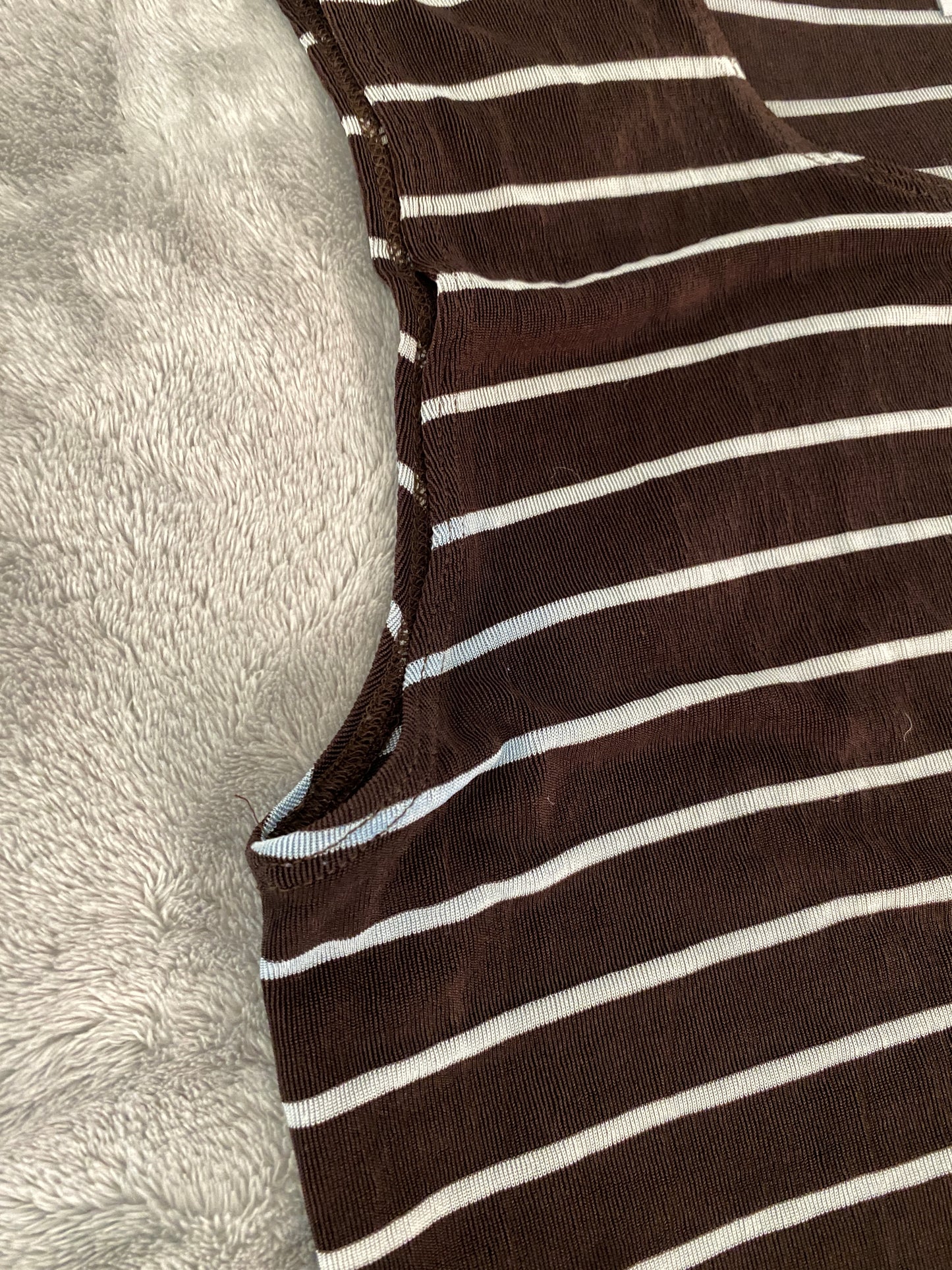 Chico's Travelers Striped Brown and White Sleeveless Tank Top