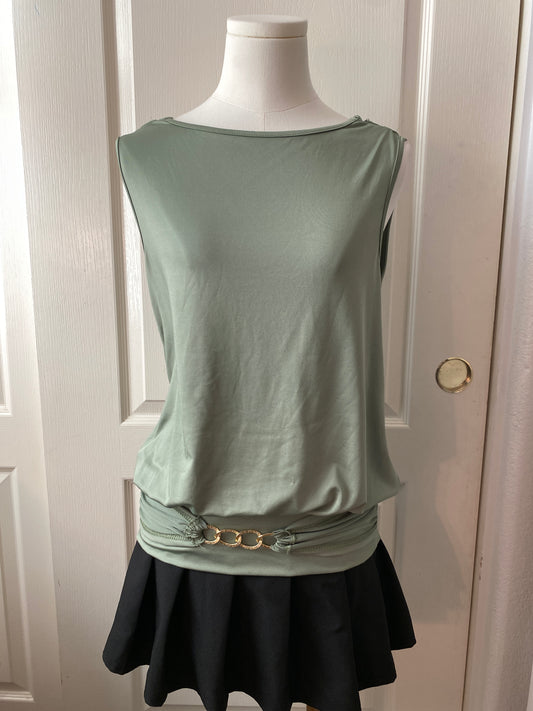 Green and Gold Sleeveless Summer Casual Feminine Tank Top