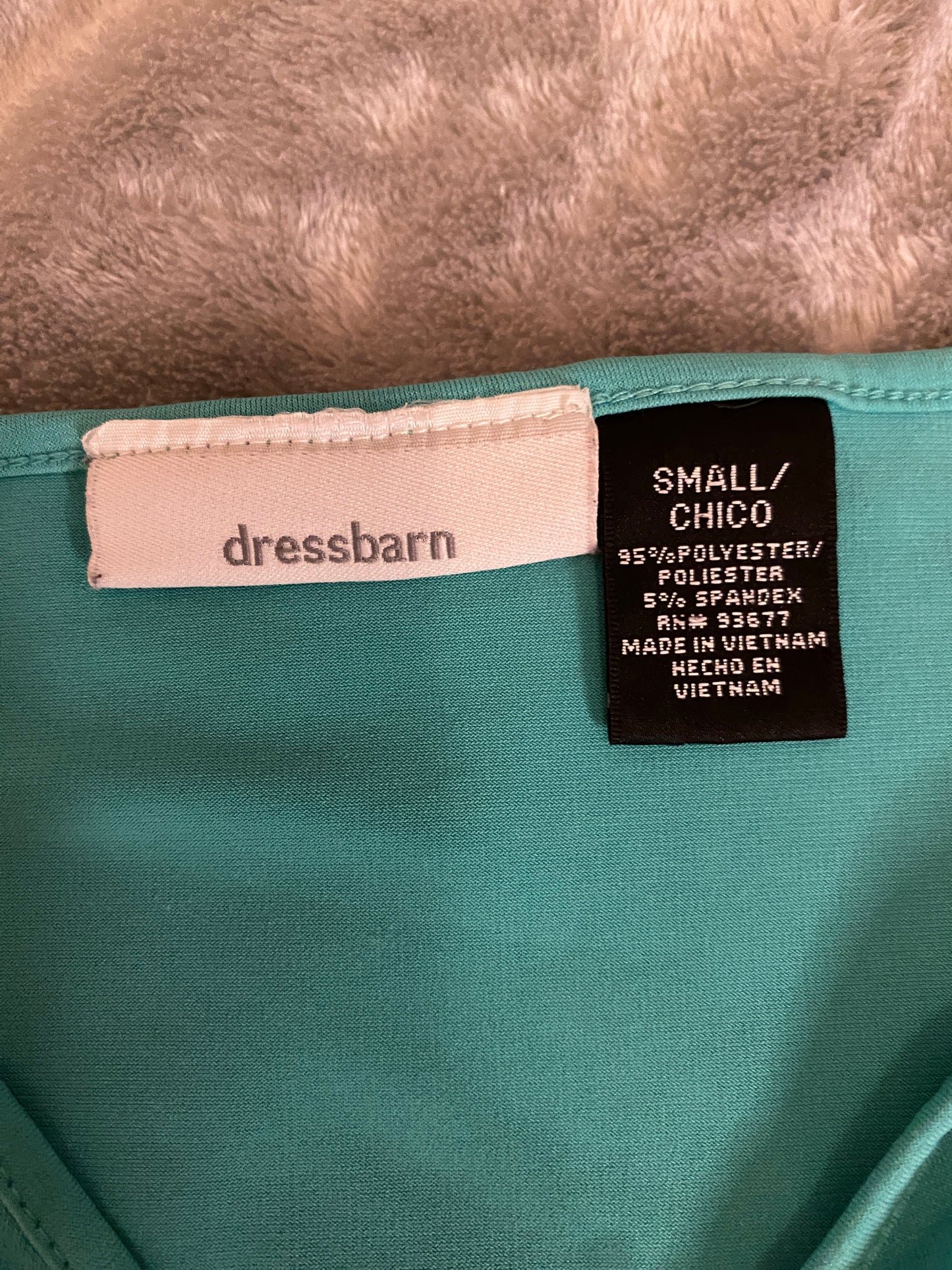 Dressbarn Green Teal Short Sleeve Beachy Lightweight Flowy Blouse Tunic Top