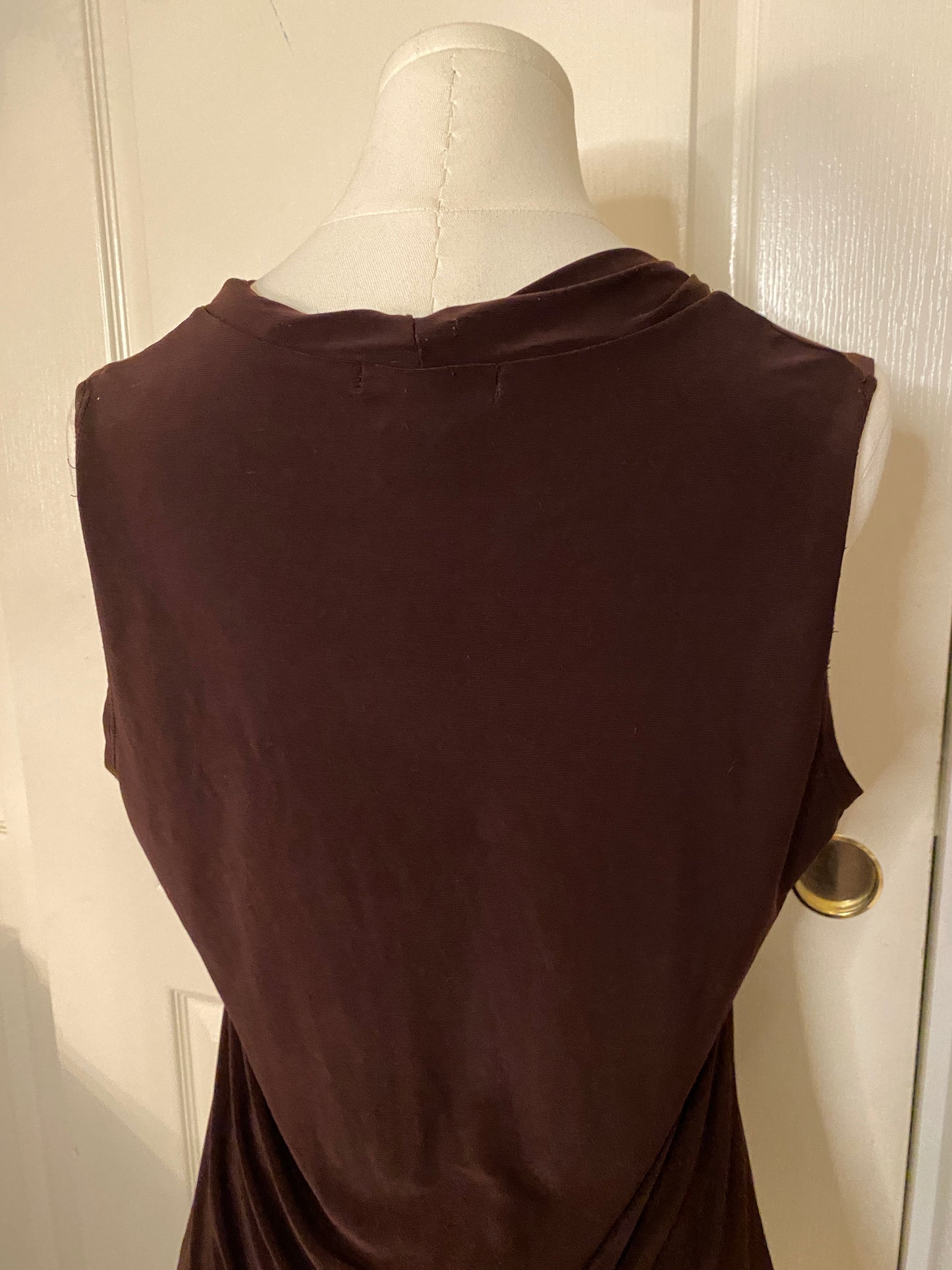 Vintage Suzie Dark Brown Sleeveless Fall Autumn Feminine Blouse Top Tank