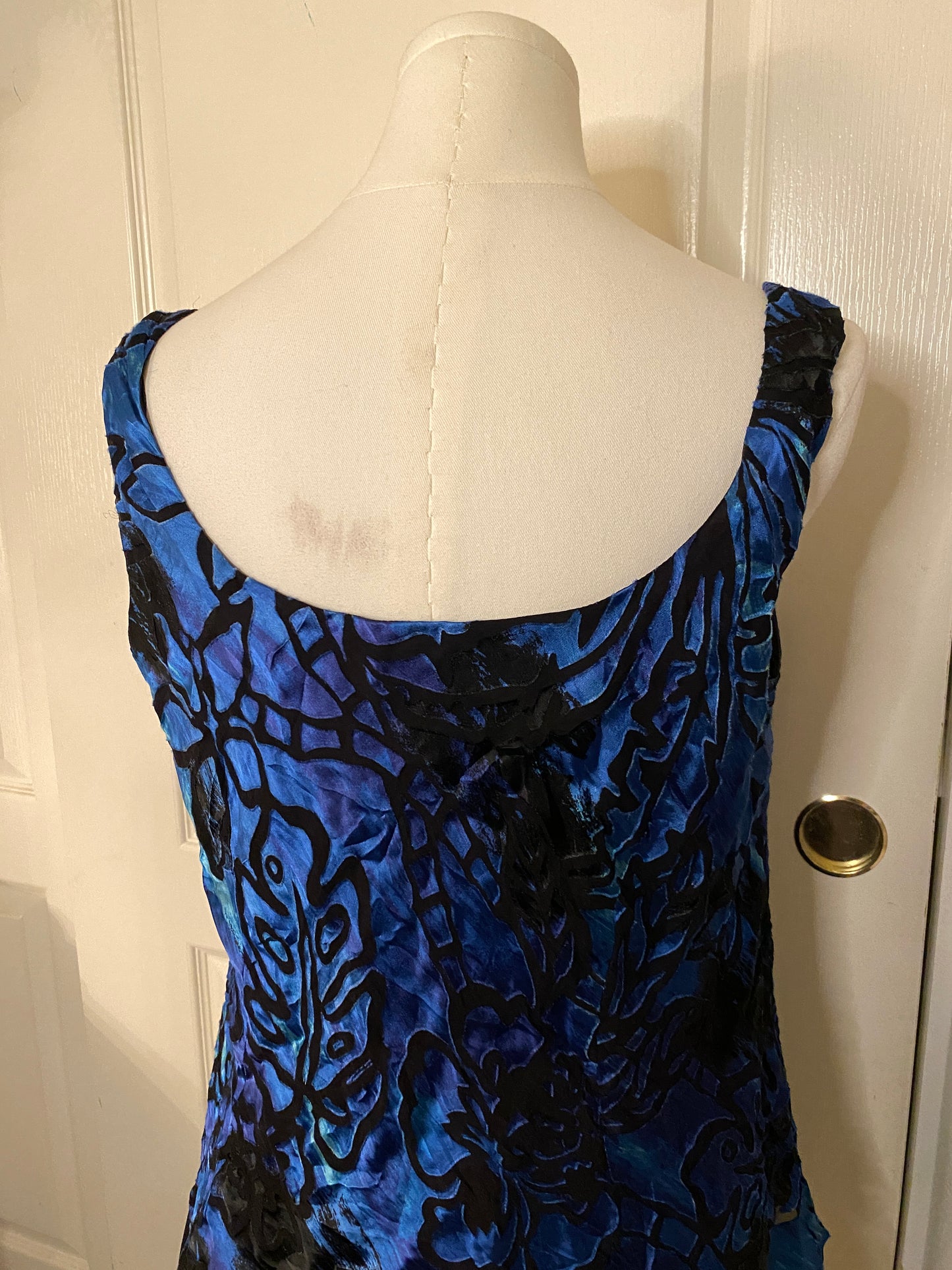 Alex Evenings Blue Black Pattern Plus Size Sleeveless Tank Blouse Top