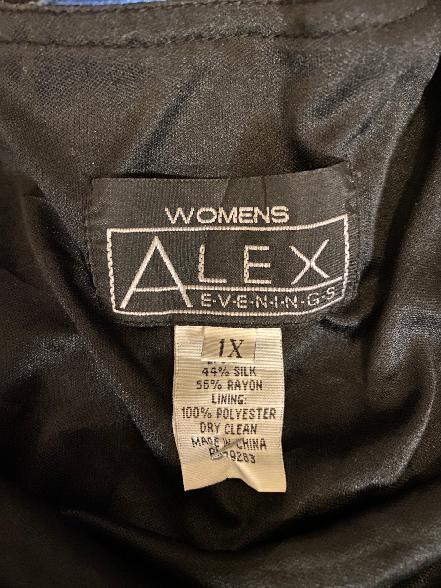 Alex Evenings Blue Black Pattern Plus Size Sleeveless Tank Blouse Top
