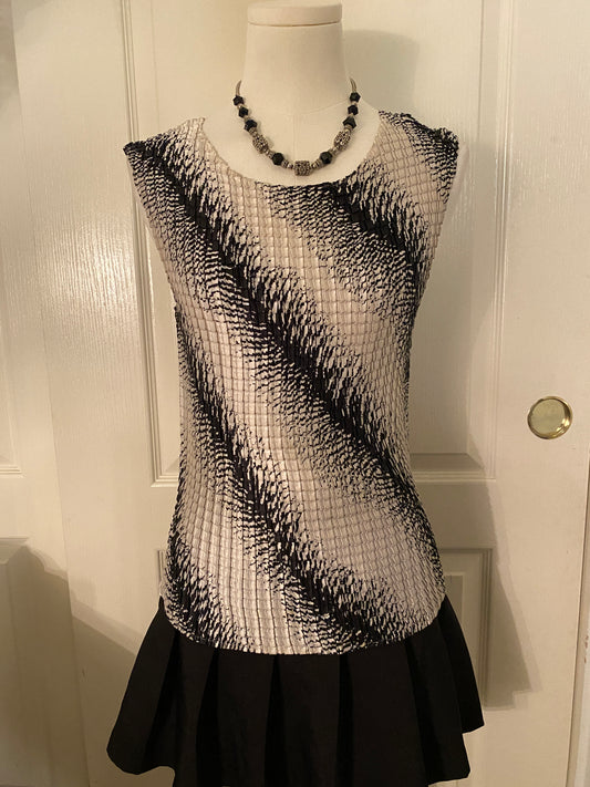 George Black and White Stripe Pattern Stretchy Feminine Top Tank