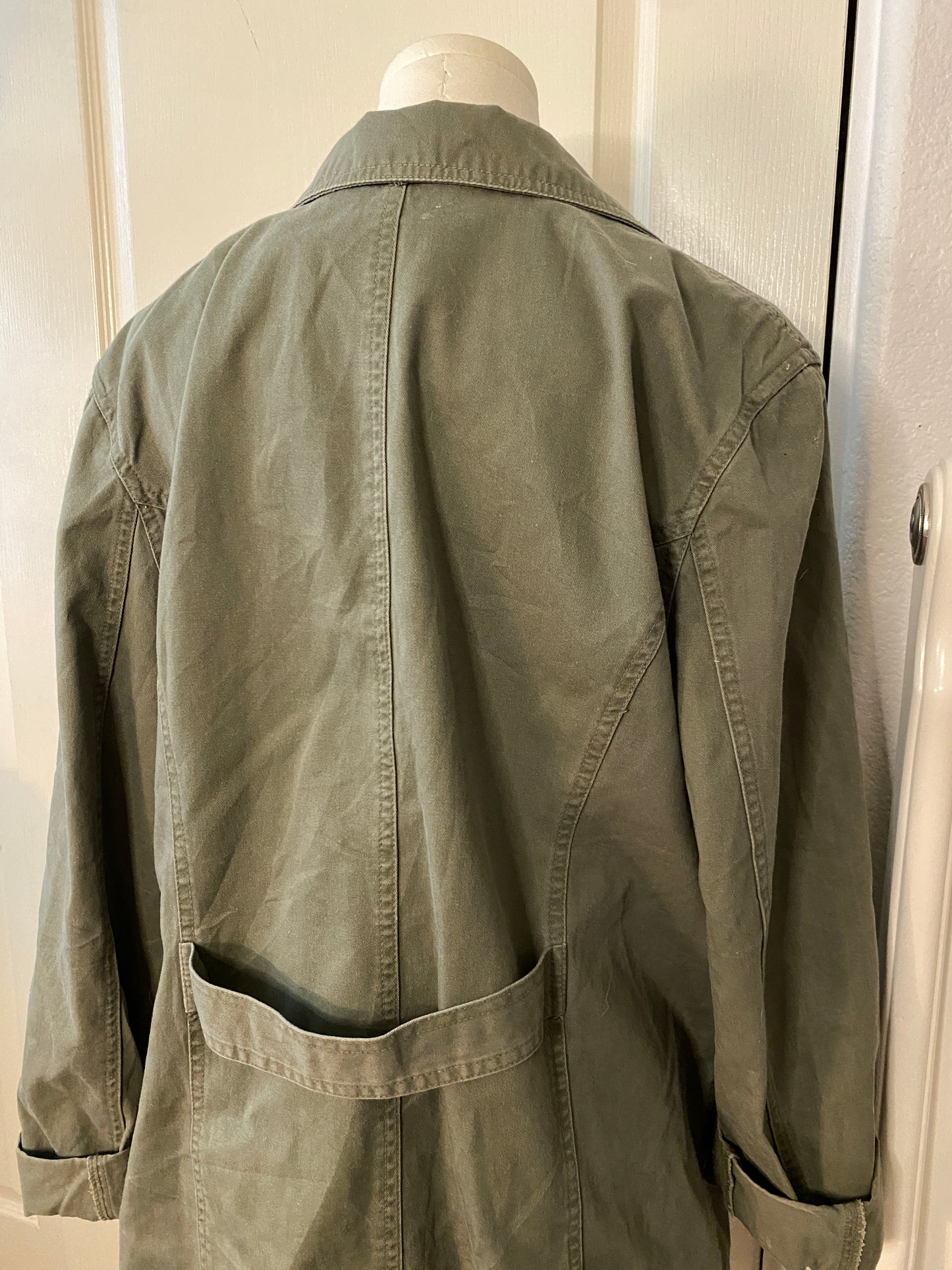 Crossroads Army green Button Up Long Sleeve Collared Jacket Coat