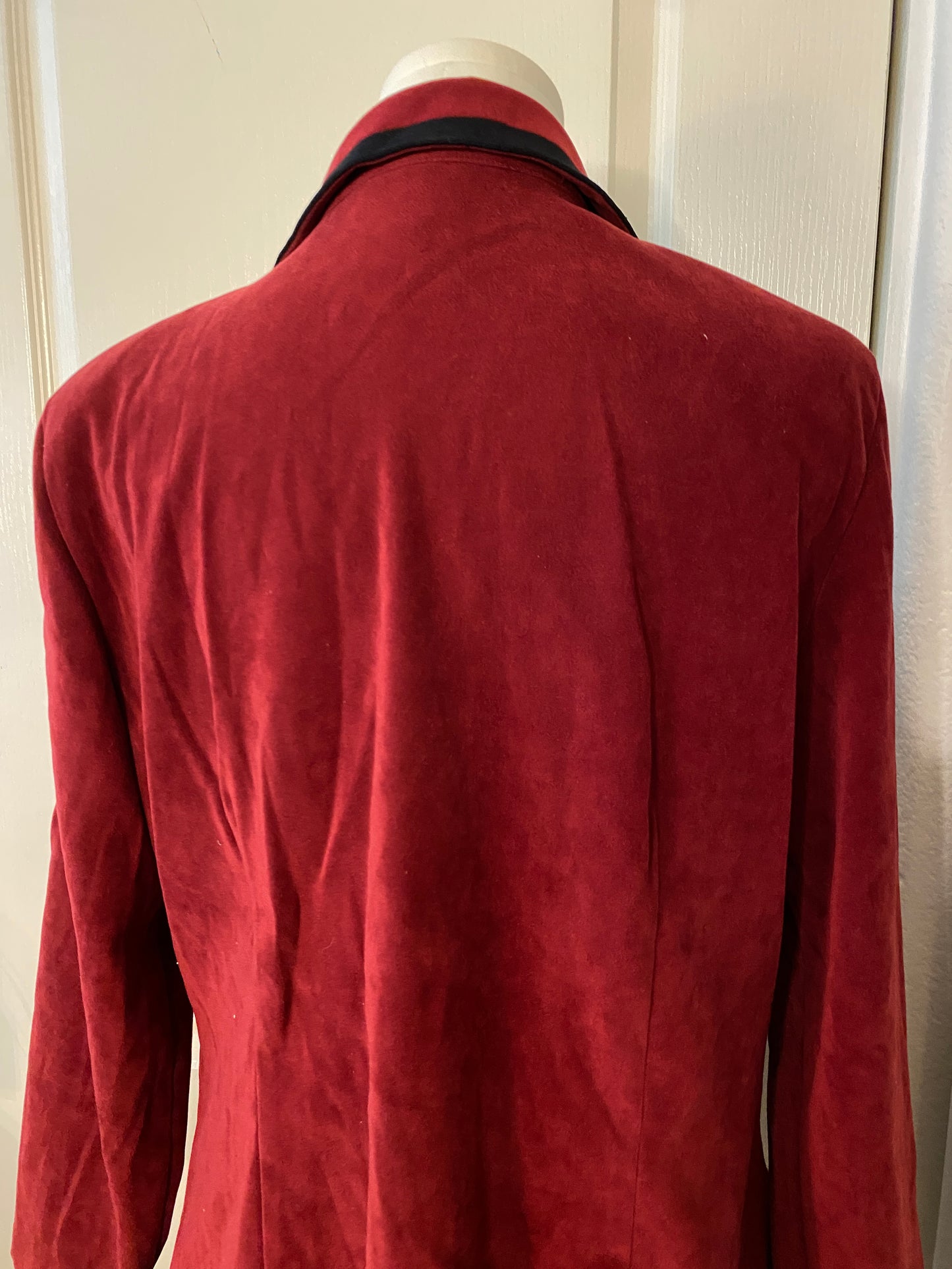 Sag Harbor Petite Red and Black Long Sleeve Button Up Collared Blazer Jacket