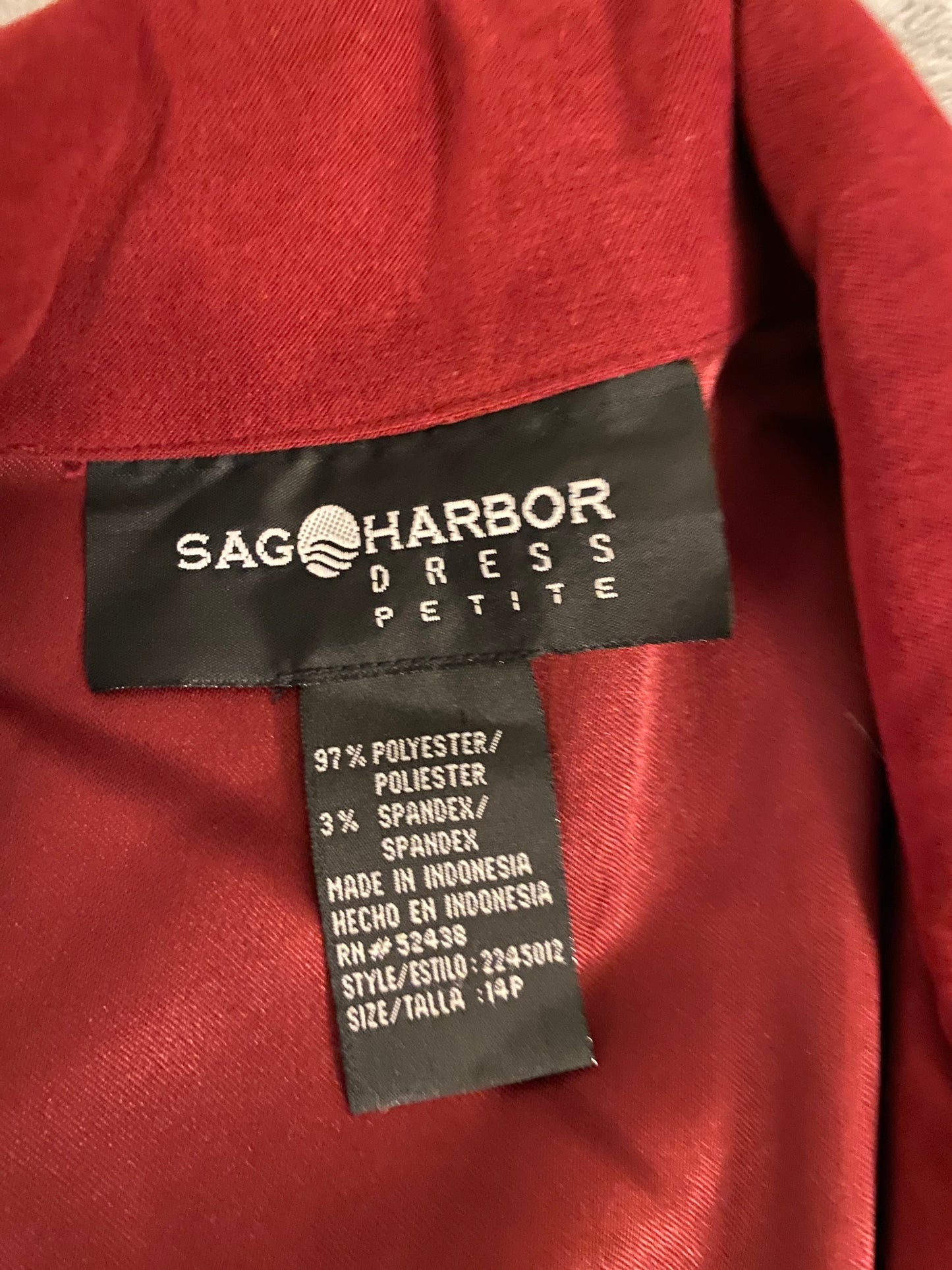 Sag Harbor Petite Red and Black Long Sleeve Button Up Collared Blazer Jacket
