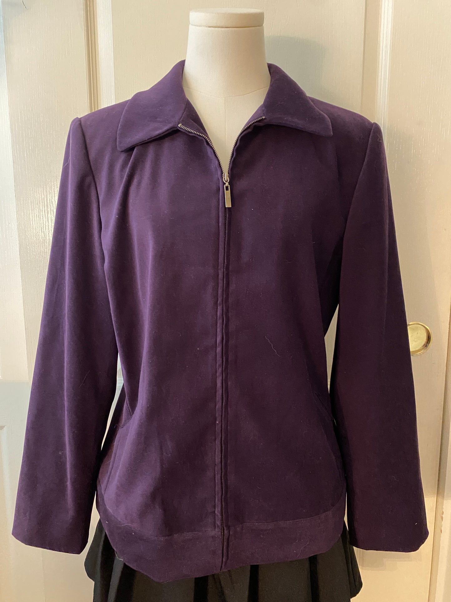 Trousers Etc New York Purple Long Sleeve Zip Up Blazer Jacket