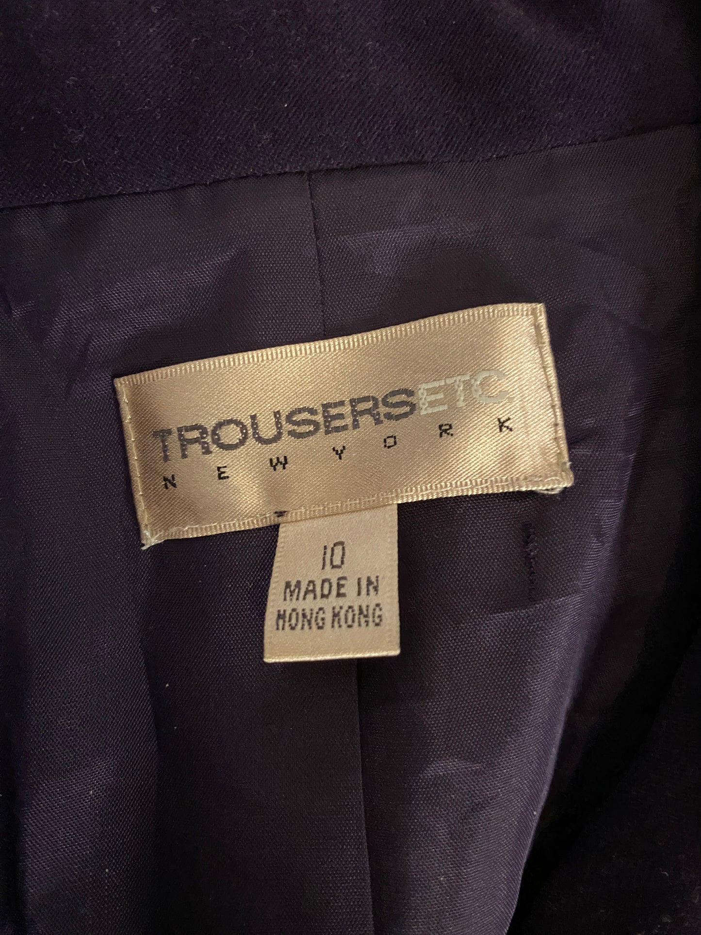 Trousers Etc New York Purple Long Sleeve Zip Up Blazer Jacket