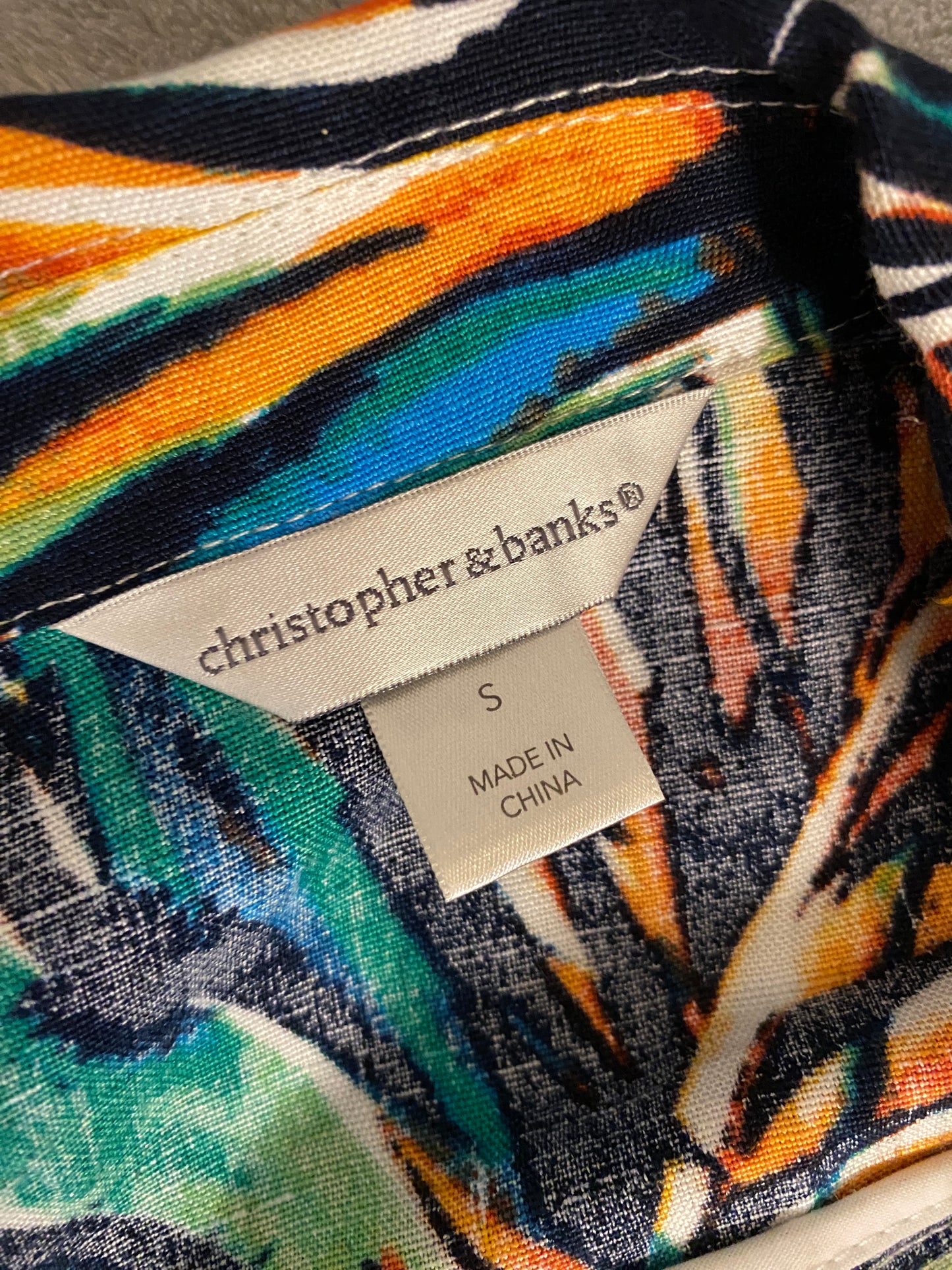 Christopher & Banks Multicolor Jungle Leaves Mid Sleeve Button Up Blazer Jacket