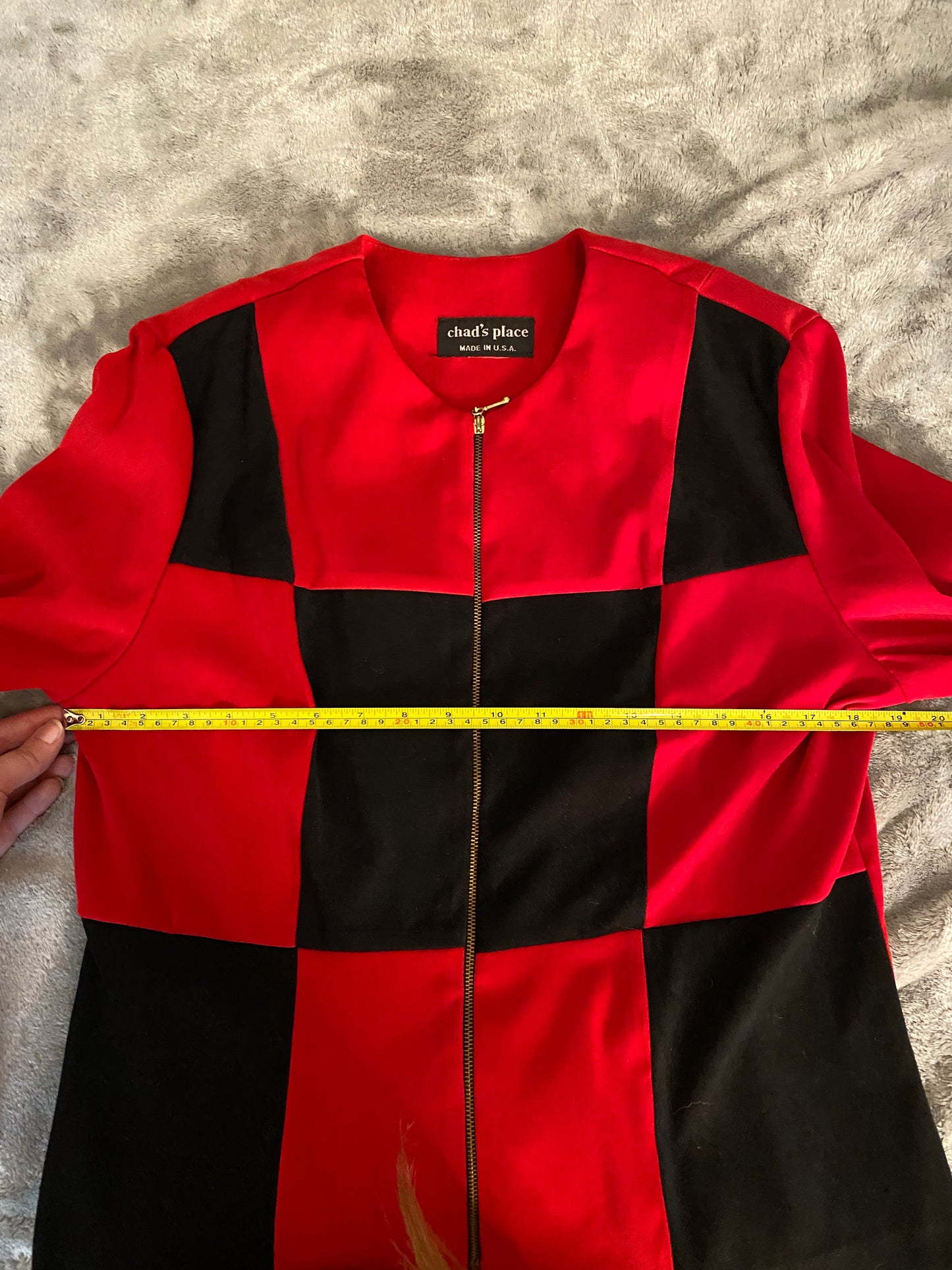 Chad's Place Colorblock Red and Black Zip Up Long Sleeve Jacket
