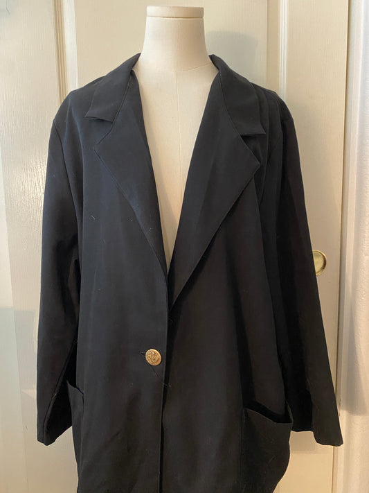 Alice Stuart Vintage 90's Black Long Sleeve Lapel Collar Button Coat Blazer
