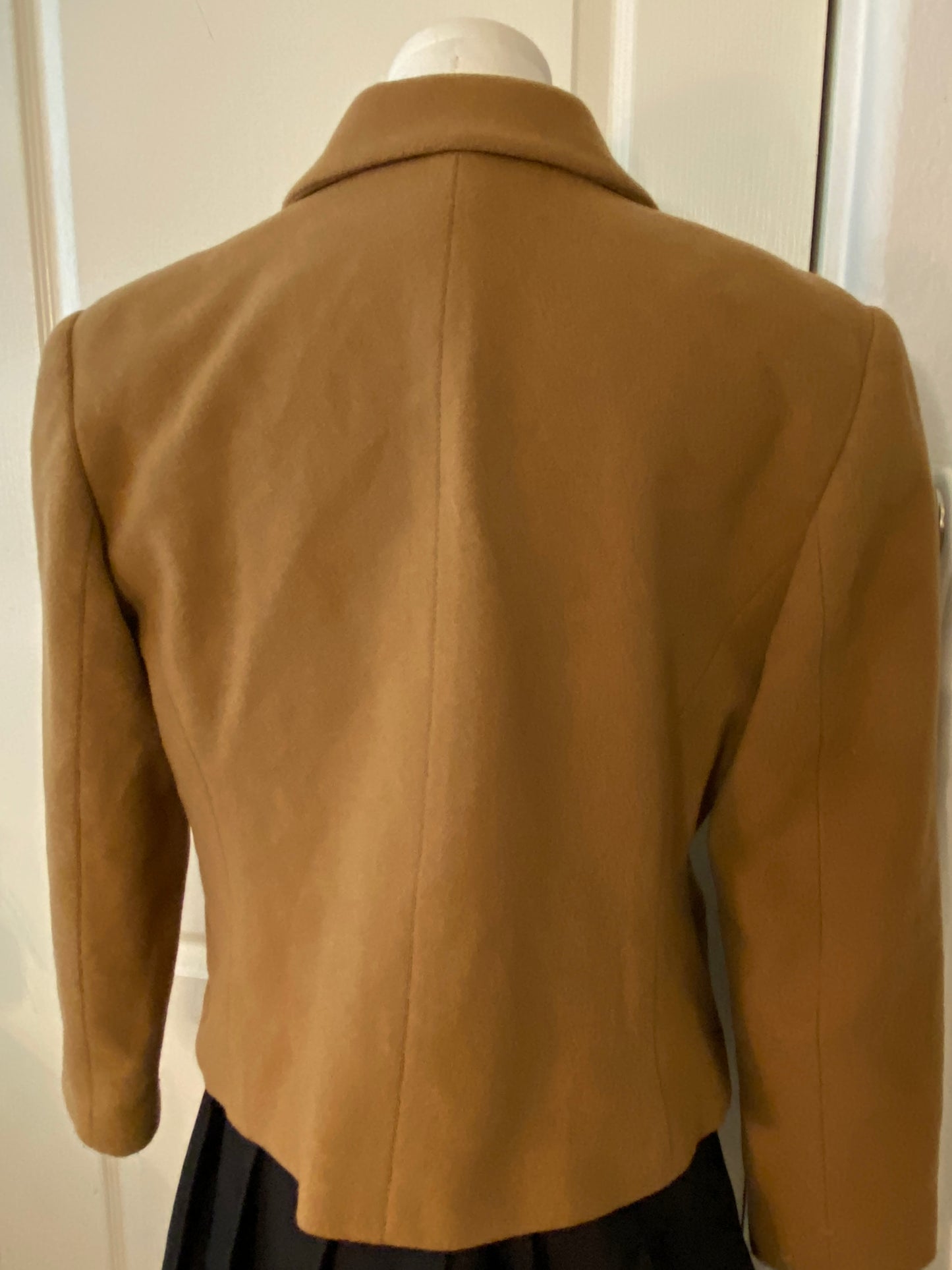 Petite Sophisticate Brown Wool Long Sleeve Collared Zip Up Winter Jacket Coat