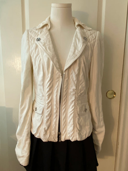 White House Black Market White V Neck Biker Jacket (~$50+ off retail)!