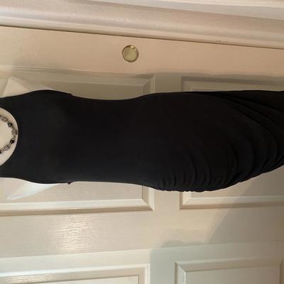 Intempo Black Tank Scrunch Asymmetrical Sleeveless Feminine Summer Midi Dress