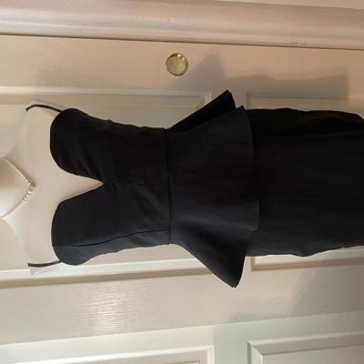 Deb Black Spaghetti Strap Flare Formal Elegant Dip Neckline Feminine Dress